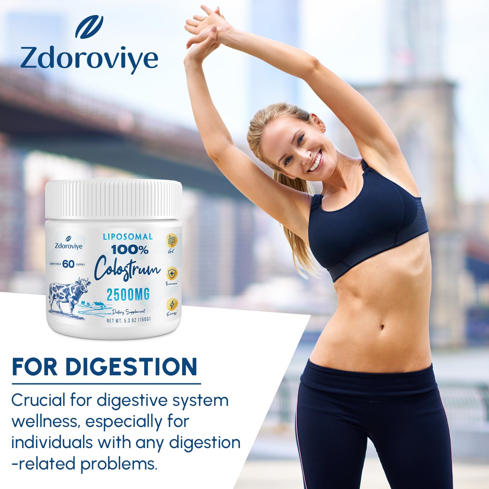Zdoroviye Liposomal Bovine Colostrum Powder Supplement 2500 mg, Higher Absorption Than Regular Bovine Colostrum (60 Servings) Zdoroviye uk supplements