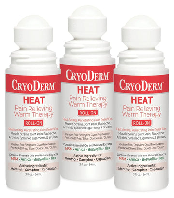 Pkg of 3 CryoDerm Heat Roll-On CryoDerm uk supplements