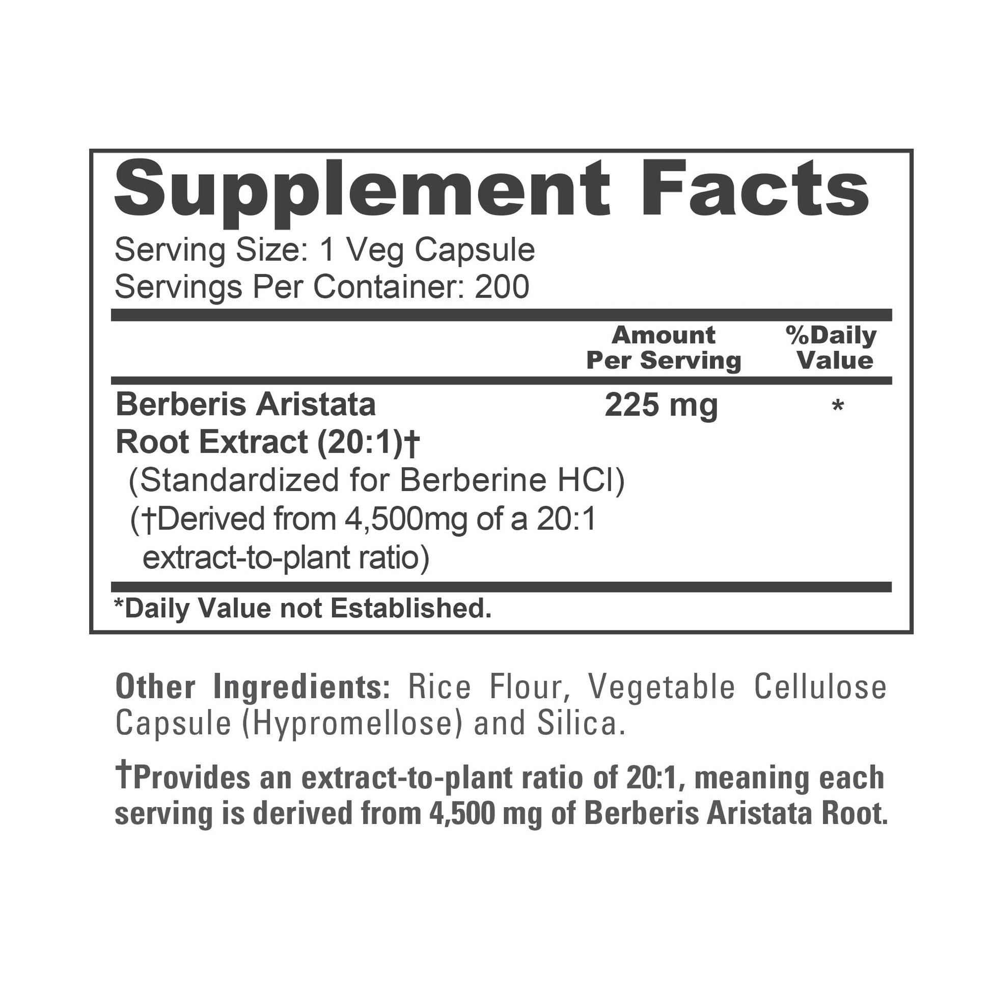 NusaPure Berberine HCI 20:1 Extract, 225 mg Equivalent to 4,500mg - 200 Veggie Caps - (Vegetarian, Non-GMO, Vegan) NusaPure uk supplements