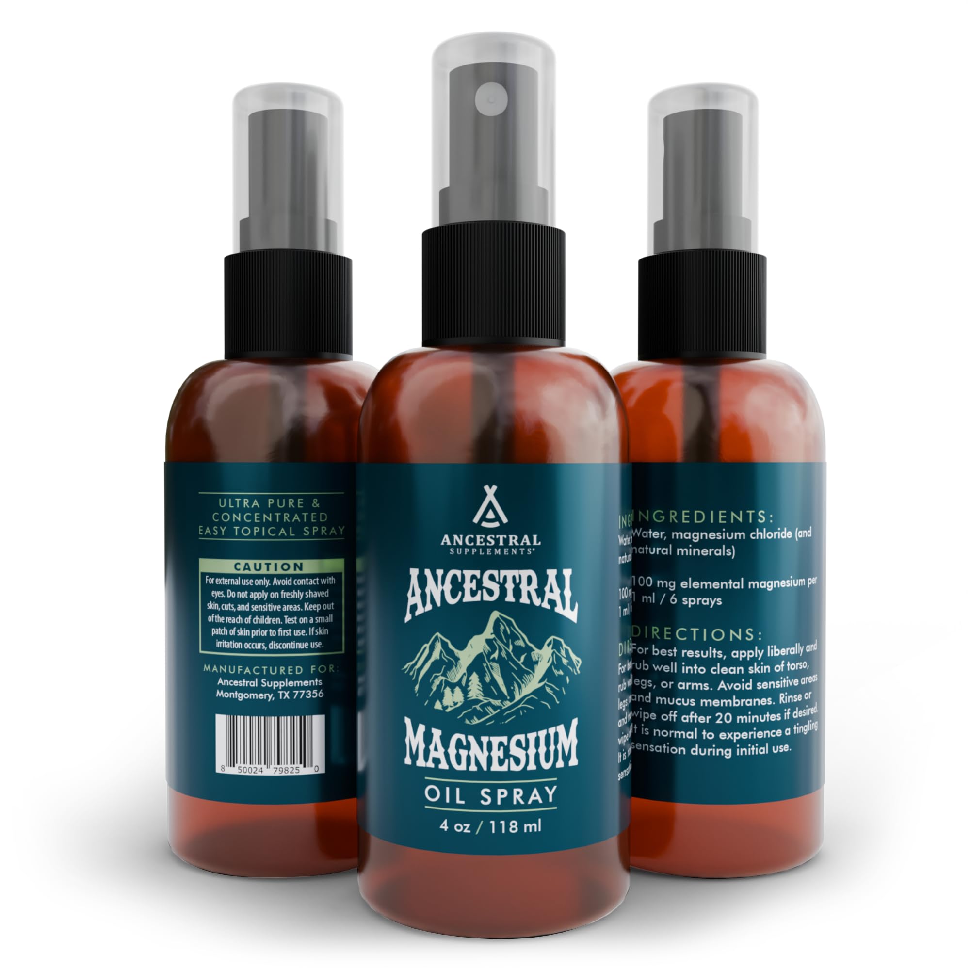 Ancestral Supplements Magnesium Spray, Magnesium for Sleep + Muscle Support, Made with Magnesium Chloride & Natural Minerals, Fast Absorbing Topical Magnesium Oil Supplement for Body Application, 4 oz Ancestral Supplements uk supplements