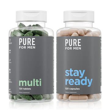 Pure for Men Original Stay Ready Fiber Supplement (120 Capsules) + Vegan Multivitamin (120 Capsules) Pure for Men uk supplements