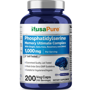 NusaPure Phosphatidylserine Memory Ultimate Complex 1000mg 200 Vegetarian Caps (Vegan, Non-GMO) NusaPure uk supplements