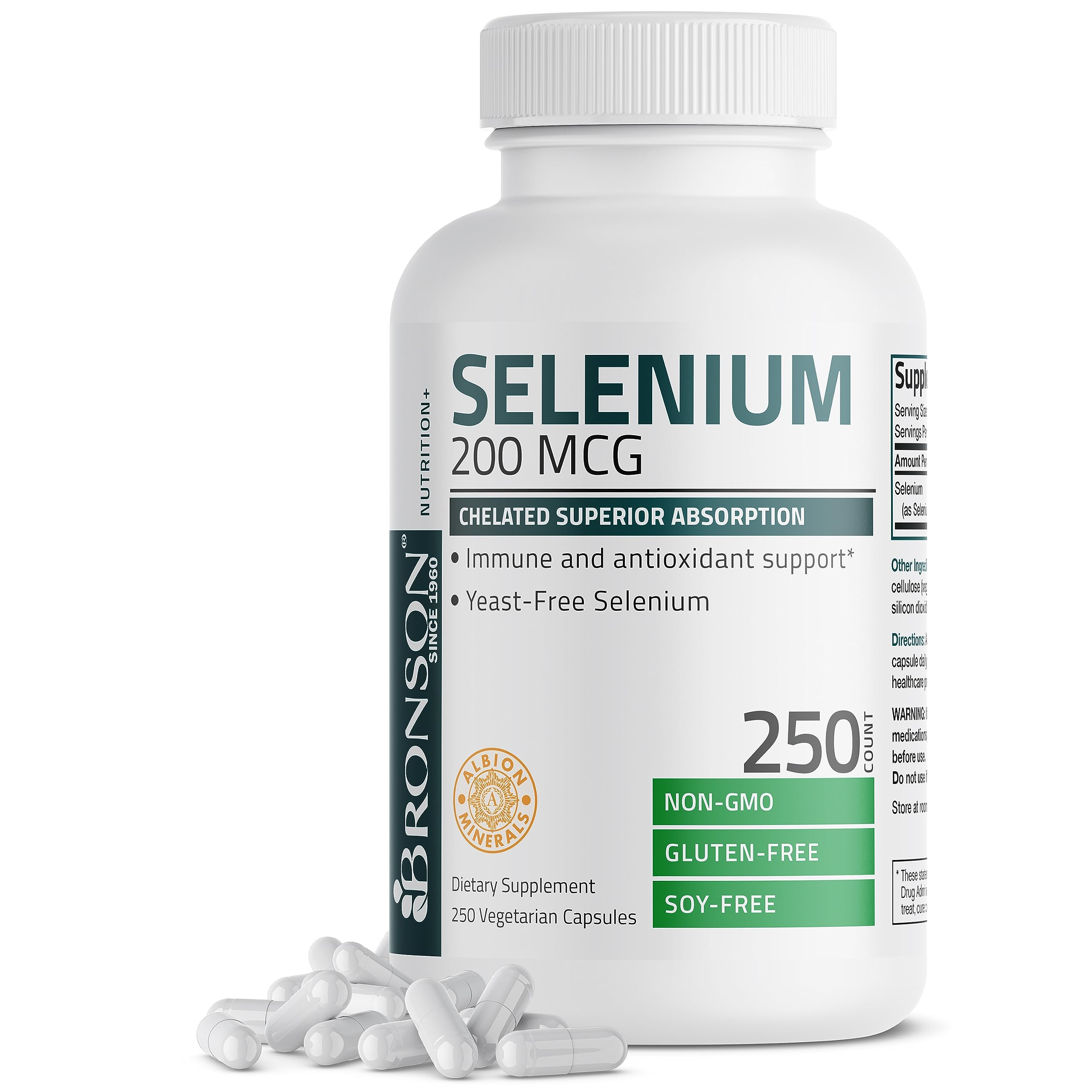 Bronson Selenium 200 mcg – Yeast Free Chelated Amino Acid Complex - Essential Trace Bronson uk supplements