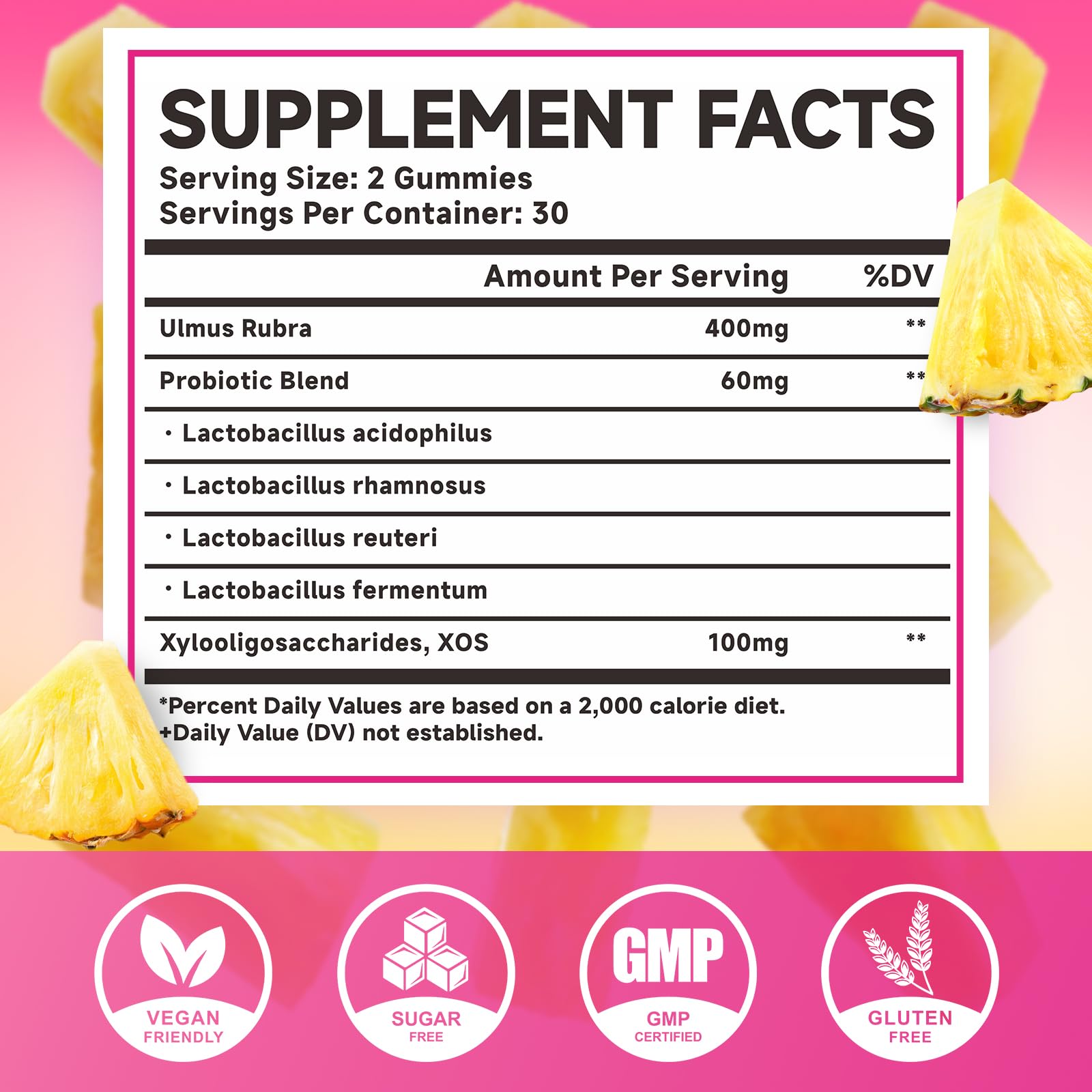 MEENCCD Her Juicy Feminine Probiotics Gummies with Slippery Elm & Lactobacillus Blend, Supports pH Balance & Immune Function, Promotes Vaginal Wellness, Pineapple Flavor, 60 Count MEENCCD uk supplements