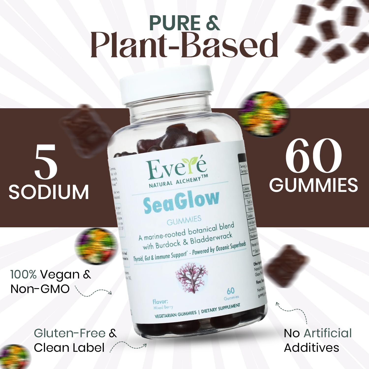 The EverÉ Natural Alchemy Sea Moss with Bladderwrack & Burdock Root – Vegan, Plant-Based Gummies with Minerals & Botanicals – Mixed-Berry Flavor, Non-GMO & Gluten-Free The EverÉ Natural Alchemy uk supplements
