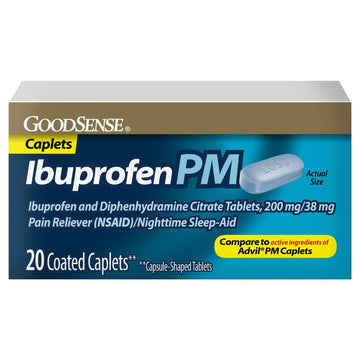 GoodSense Ibuprofen PM, Ibuprofen 200 mg and Diphenhydramine Citrate 38 mg Tablets, Pain Reliever and Nighttime Sleep-Aid GoodSense uk supplements