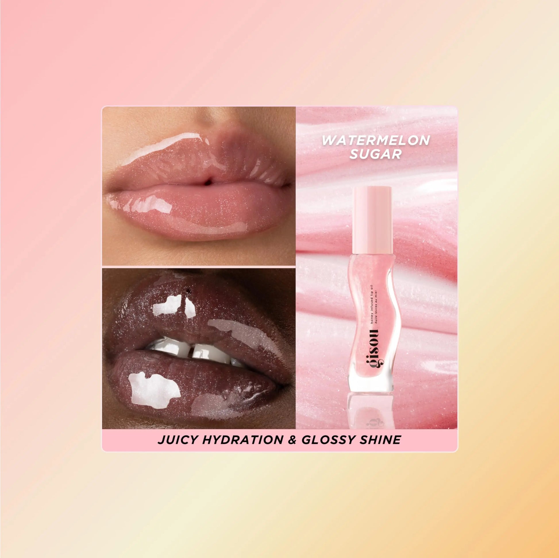 Gisou Honey Infused Hydrating Lip Oil, Nourishing Lip Moisturizer for Dry Lips (Watermelon Sugar) Gisou uk supplements