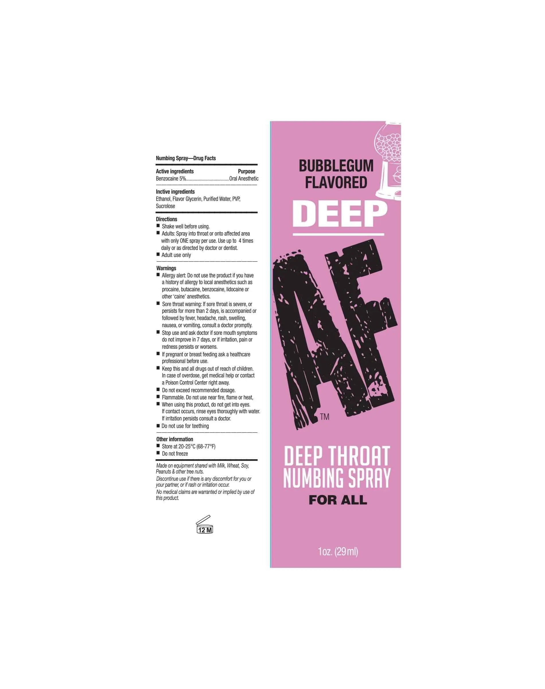 Naughty Kitty Kat Deep AF Deep Throat Spray (Bubblegum) Naughty Kitty Kat uk supplements
