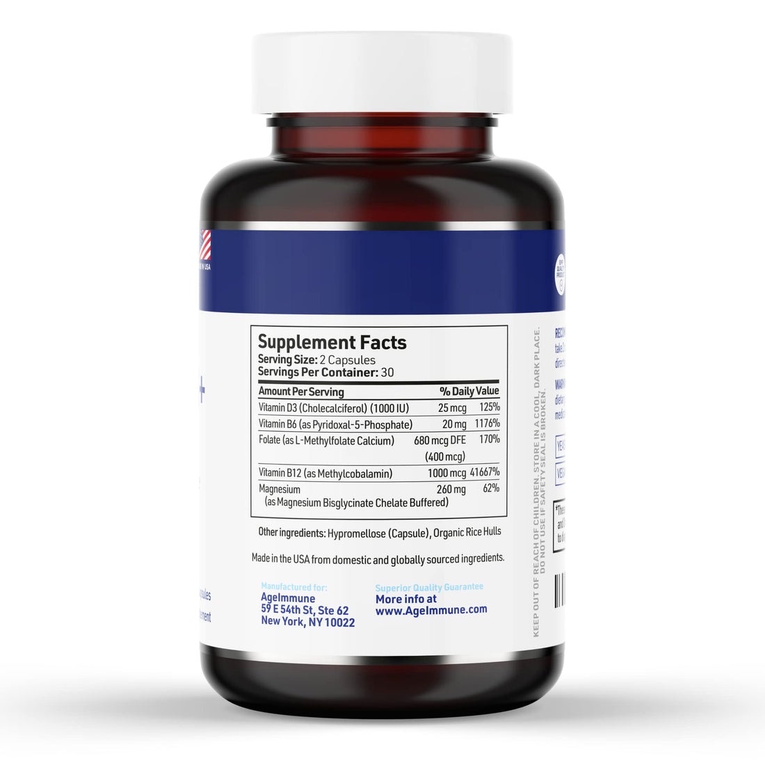 AgeImmune Vitamin B Complex with Vitamin D3 B12 B6 Magnesium Bisglycinate and Folate as Methylfolate - Doctor Formulated Methylated B Complex Supplement AgeImmune uk supplements