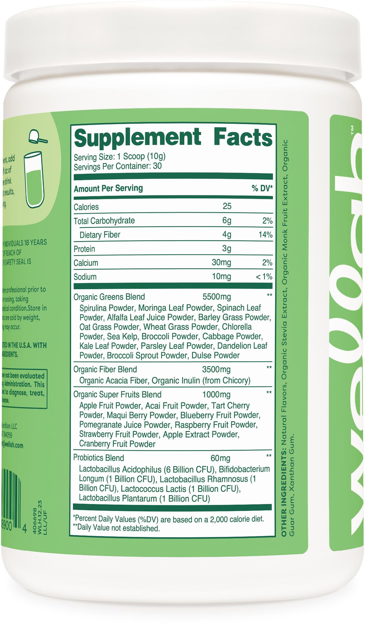 Wellah Leaf, Laugh, Love Super Greens Powder (Unflavored) 30 Servings - Superfood Supplement Drink Mix Wellah uk supplements