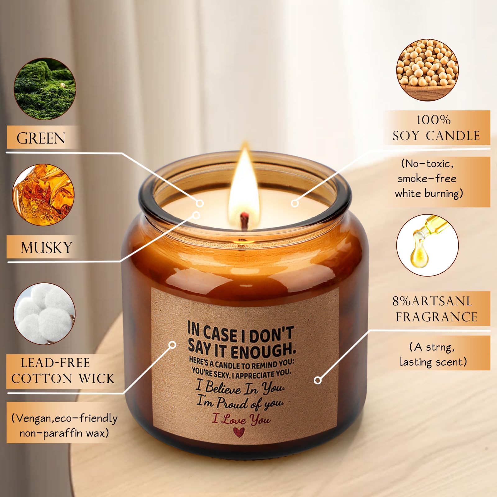 Candle Amber Moss Scented, Valentines Day Gifts for Her Girlfriend Wife, Romantic Anniversary YINUO LIGHT uk supplements