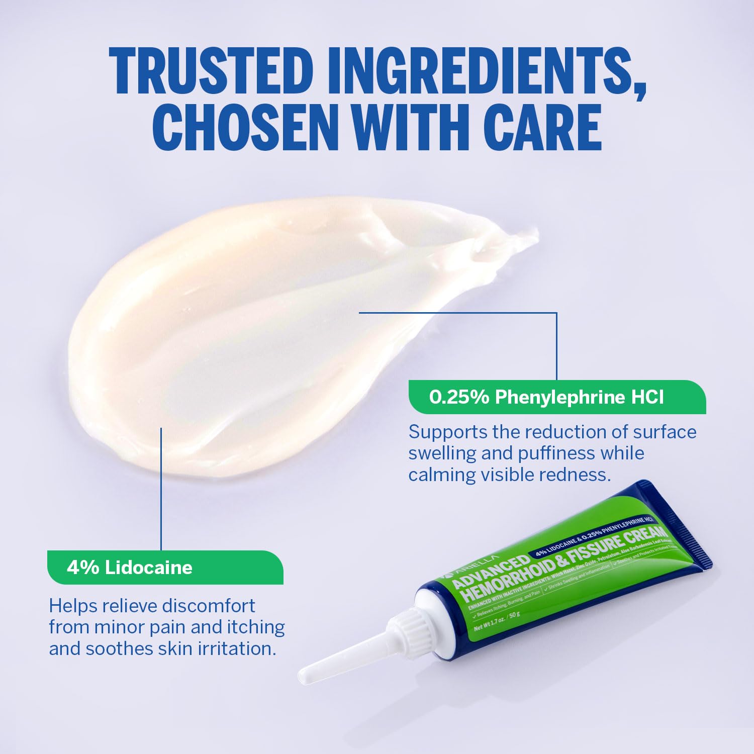Hemorrhoid Treatment Fissure Lidocaine Cream: Advanced Numbing Ointment with Phenylephrine HCI - Fast Acting Natural Strength Soothing Relief of Pain Swelling Discomfort Itching (1.7 Oz, Witch Hazel) Ariella uk supplements