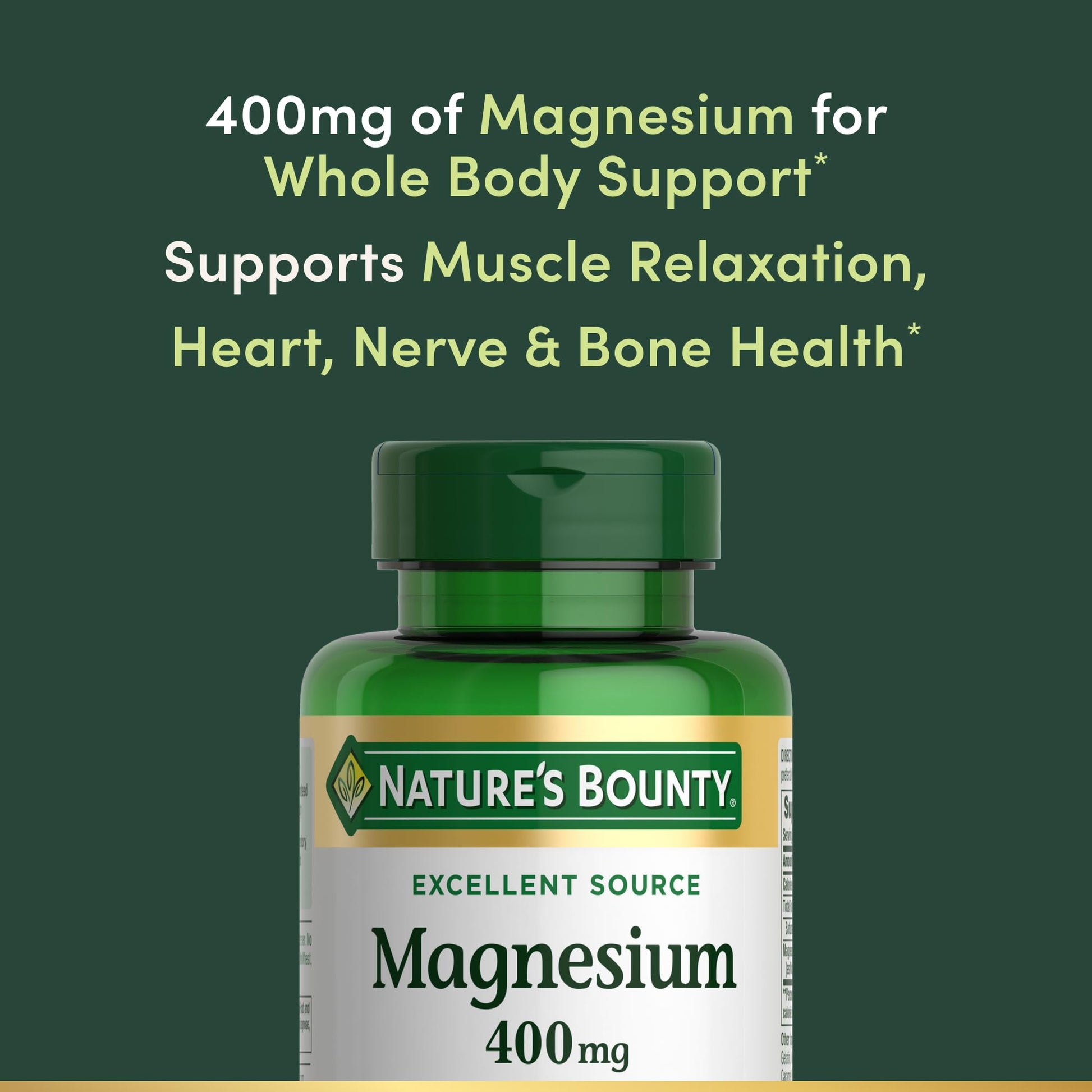 Nature's Bounty Magnesium 400 mg Softgel, Whole Body Support, Magnesium Supplements for Men and Women, Heart, Nerve & Bone Health, 75 Softgels (Pack of 1) Nature's Bounty uk supplements