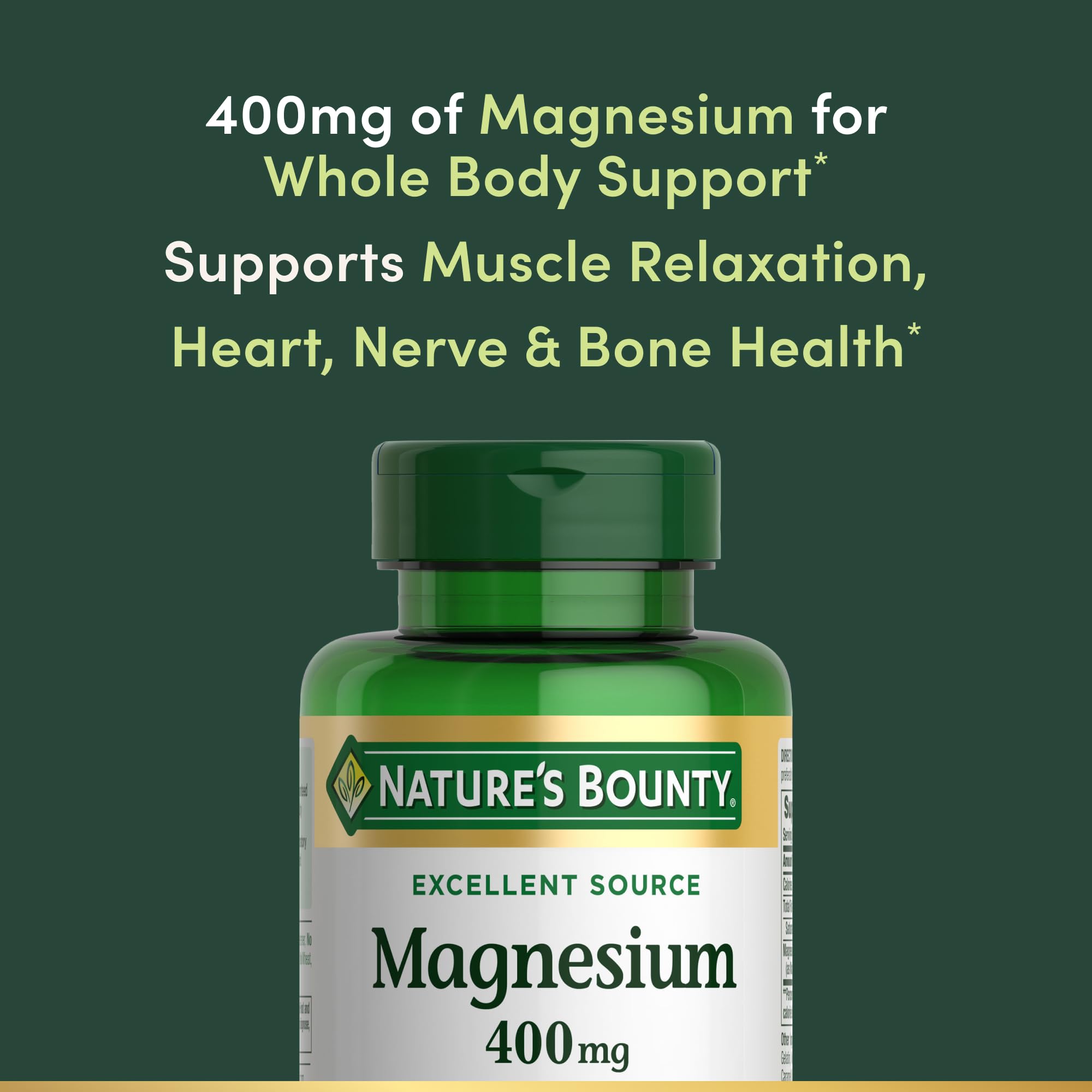 Nature's Bounty Magnesium 400 mg Softgel, Whole Body Support, Magnesium Supplements for Men and Women, Heart, Nerve & Bone Health, 75 Softgels (Pack of 1) Nature's Bounty uk supplements