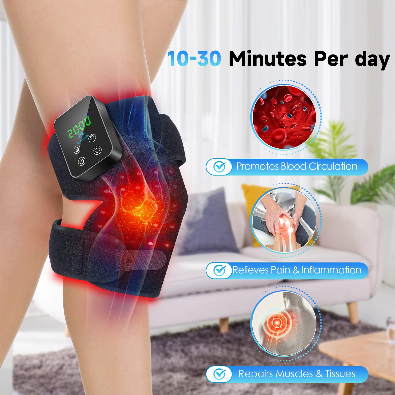 Red Light Therapy Knee Brace: Pain Relief Infrared Heating Pad 72 LED Heat Lamp Pain Relief Astarexin uk supplements