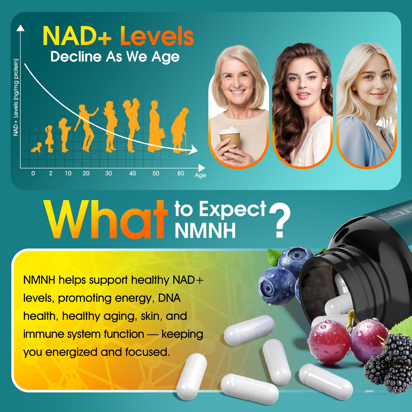 13 in 1 NMNH (Dihydronicotinamide Mononucleotide) 1000mg Per Serving, NMN Supplement Alternative with Liposomal NAD+ and Resveratrol, Non-GMO, Gluten-Free – for Anti-Aging, Energy, Focus – 90 Capsules Tatavonix uk supplements