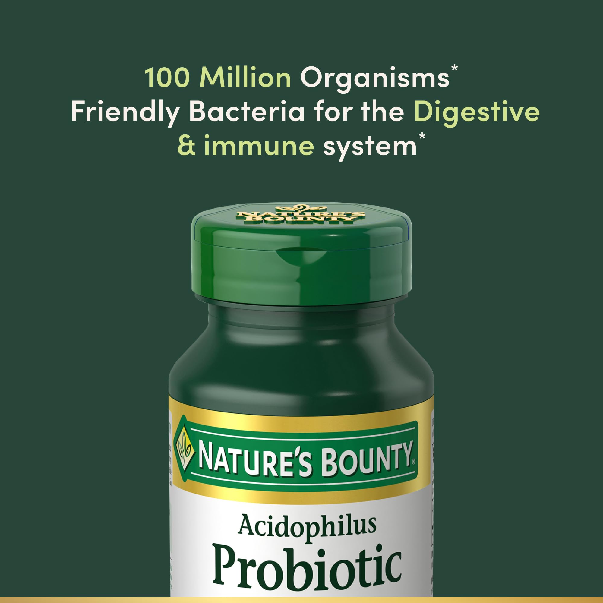 Nature's Bounty Lactobacillus Acidophilus Probiotic Supplement - Daily Probiotic for Women/Men Digestive Health, 100 Million Organisms, Vegetarian, 1 Serving per Day, 120 Tablets Nature's Bounty uk supplements