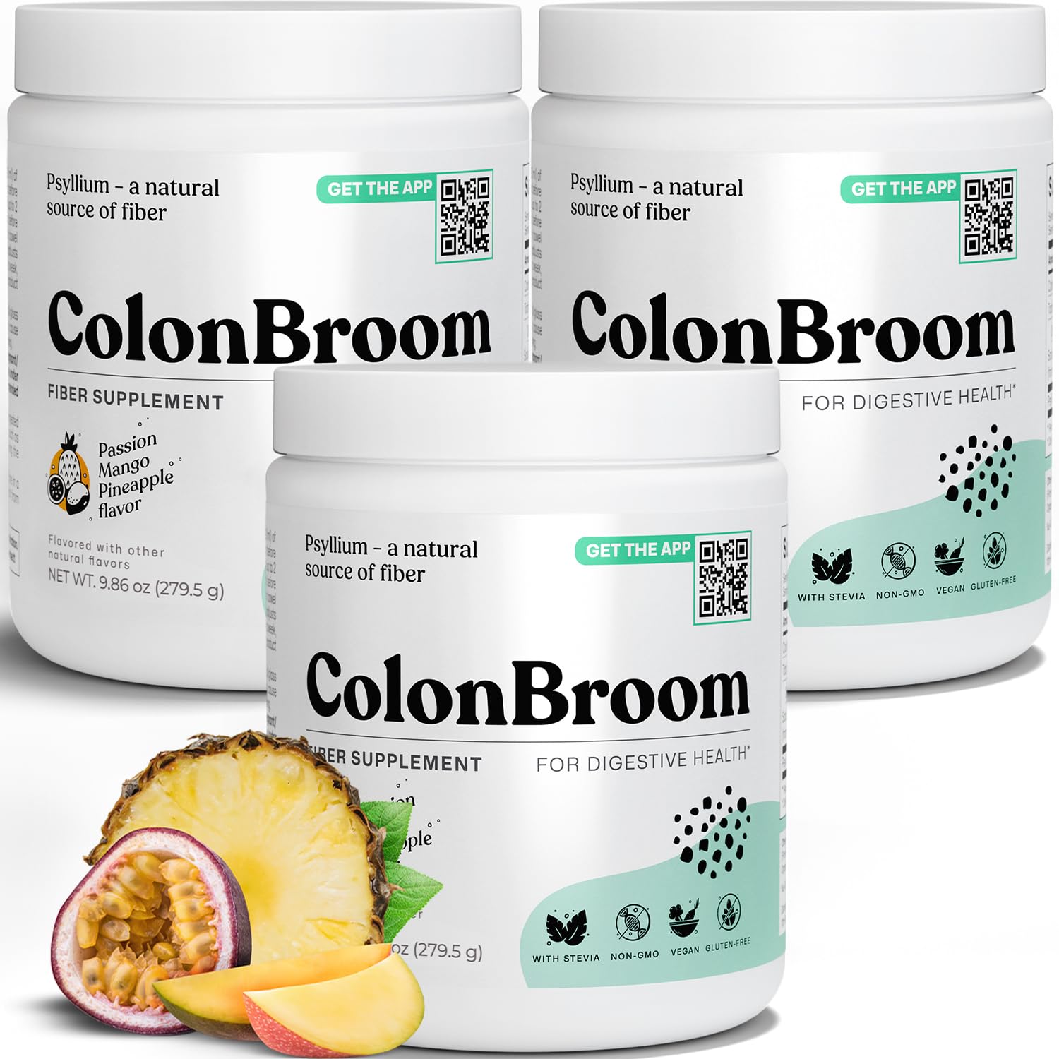 ColonBroom Psyllium Husk Powder with Stevia (Tropical Fruits) - Colon Cleanse for Bloating Relief & Gut Health - Colon Broom Fiber Powder Drink - Vegan Fiber Powder Stevia Supplement, 150 Servings ColonBroom uk supplements