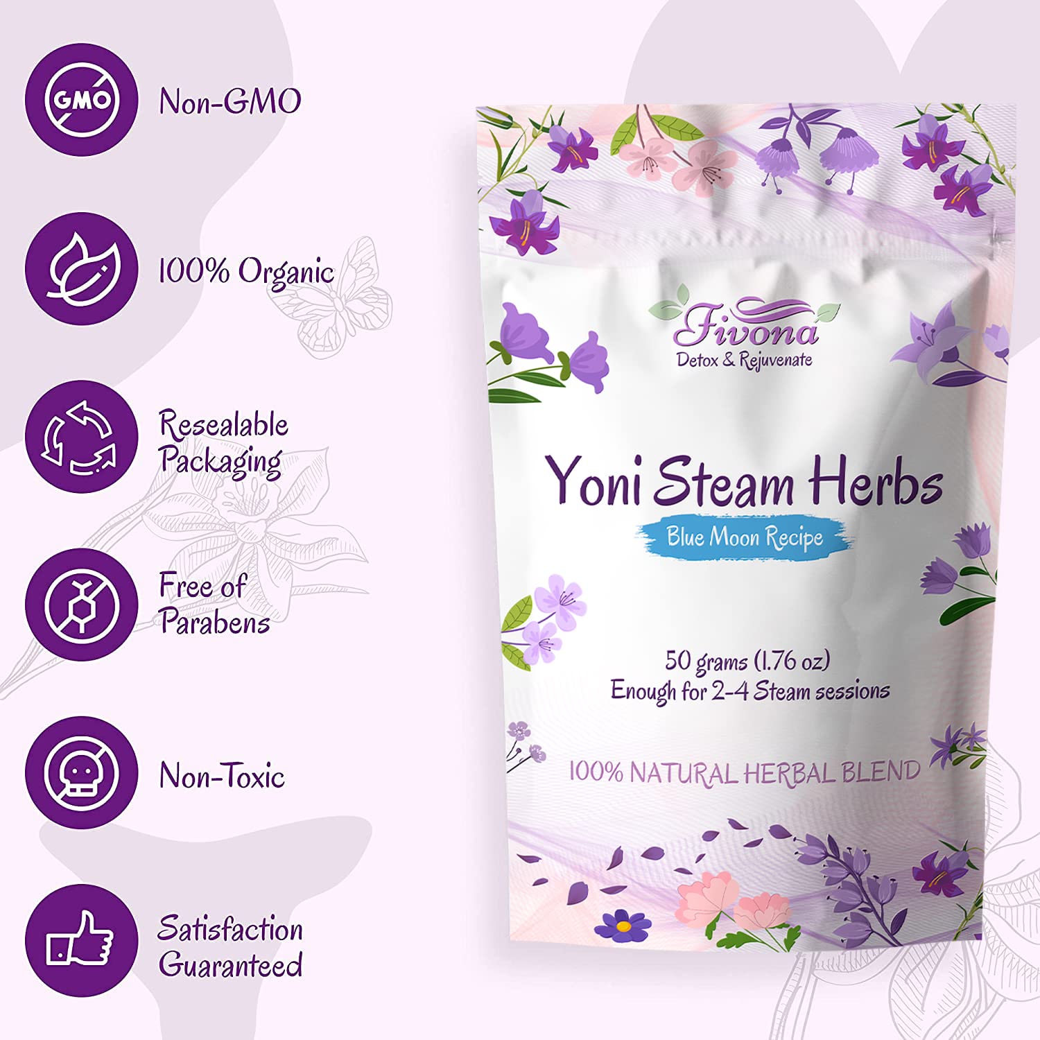 FIVONA Yoni Steaming Herbs - For Feminine Use And Rituals - V-Detox, Cleanse, Wash, Odor Control FIVONA uk supplements