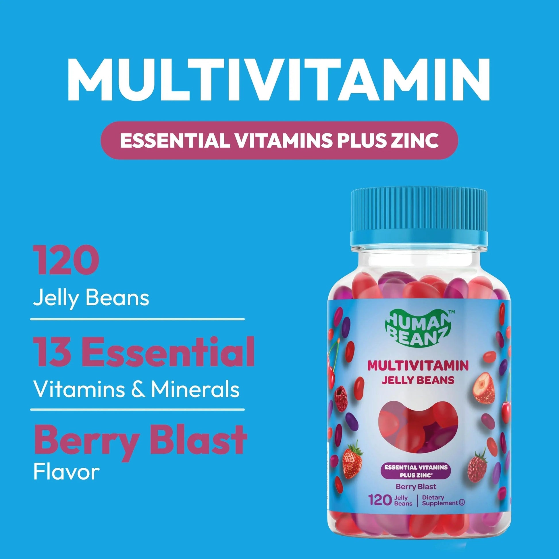 Human Beanz Multivitamin Jelly Bean Gummies with Zinc for Men and Women, Immune Support Dietary Supplements for Adults, Vegetarian Human Beanz uk supplements
