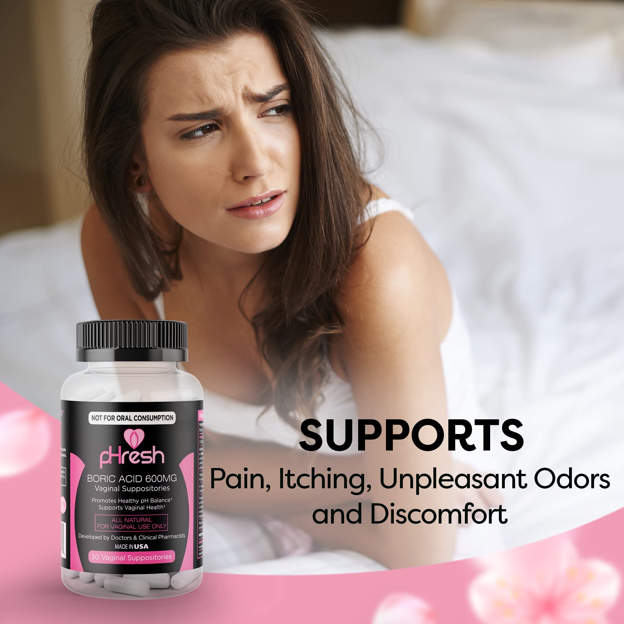 ACE NUTRITION pHresh Boric Acid Suppositories for Women, Suppositories for Odor Use ACE NUTRITION uk supplements