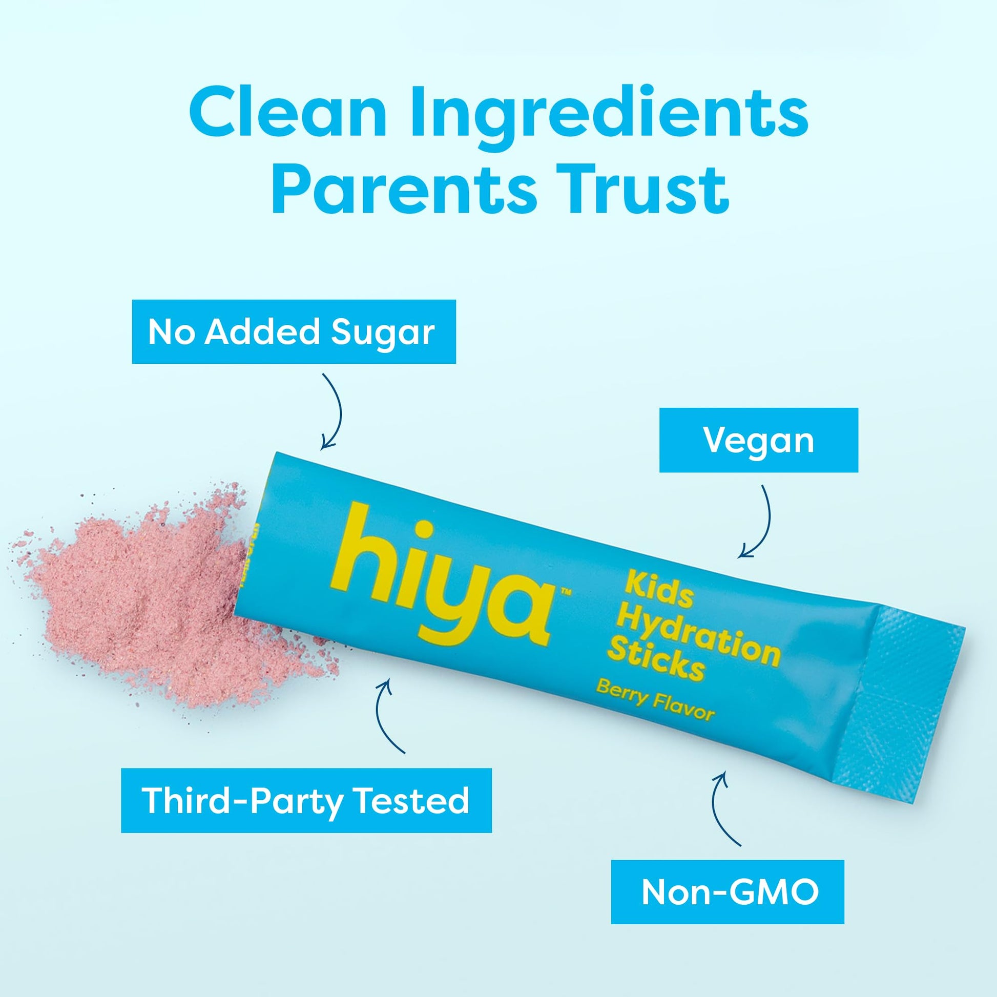 Hiya Kids Hydration with Electrolytes - Zero Added Sugar Berry Flavored Kids Hydration Packets - 15 Sticks - Travel-Friendly Drink Mix for Children Ages 2+ HIYA uk supplements