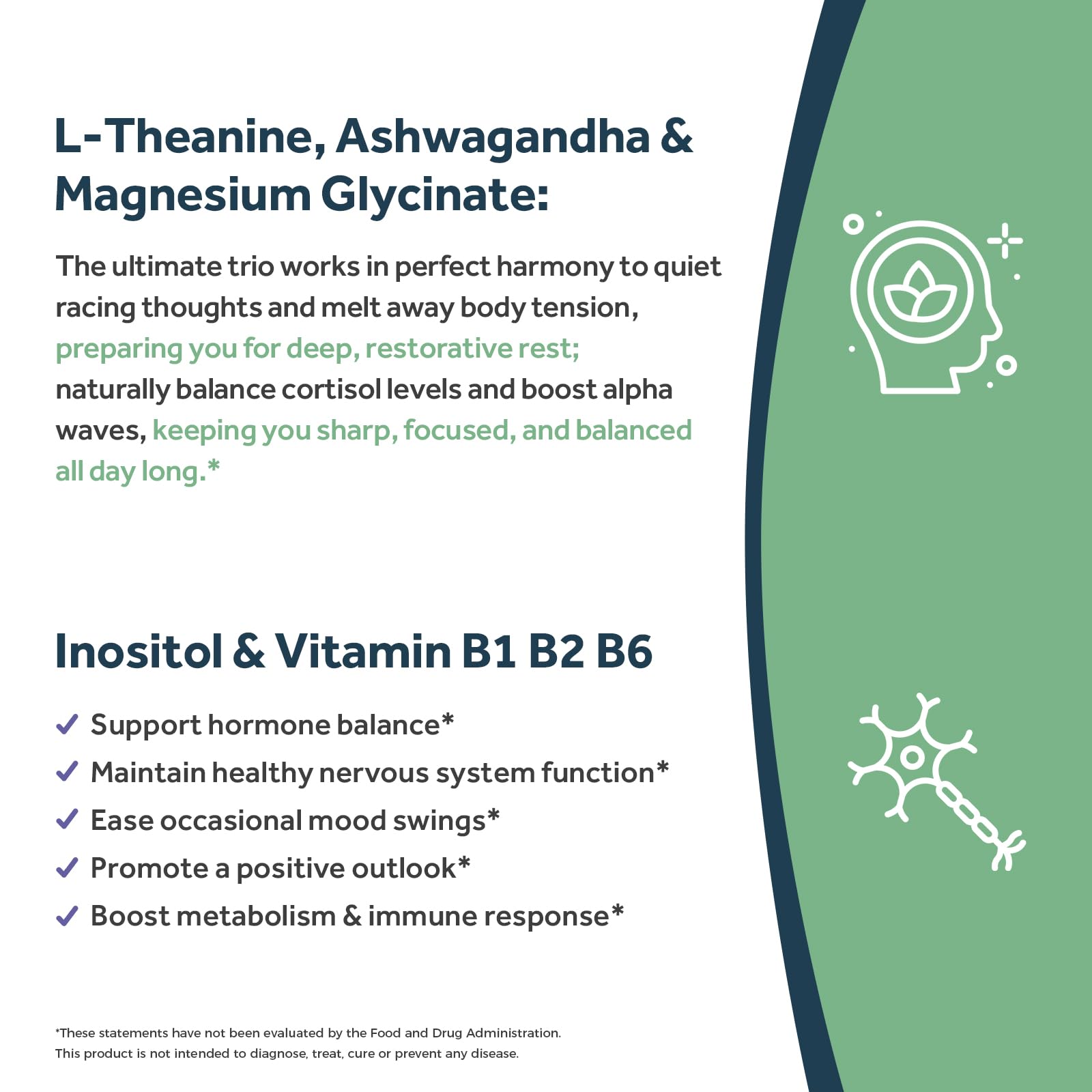 Doctor's Recipes L-Theanine 200 mg, Magnesium Glycinate, Ashwagandha, Inositol, Vitamin B6 B1 B2, Calm Relaxation Mood Cortisol Manager Nerve Focus Sleep Aid Quality No Drowsiness, Vegan, 90 Capsules Doctor's Recipes uk supplements