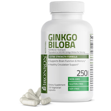 Bronson Ginkgo Biloba Extra Strength 125mg (4:1 Extract) Equivalent to 500mg Bronson uk supplements