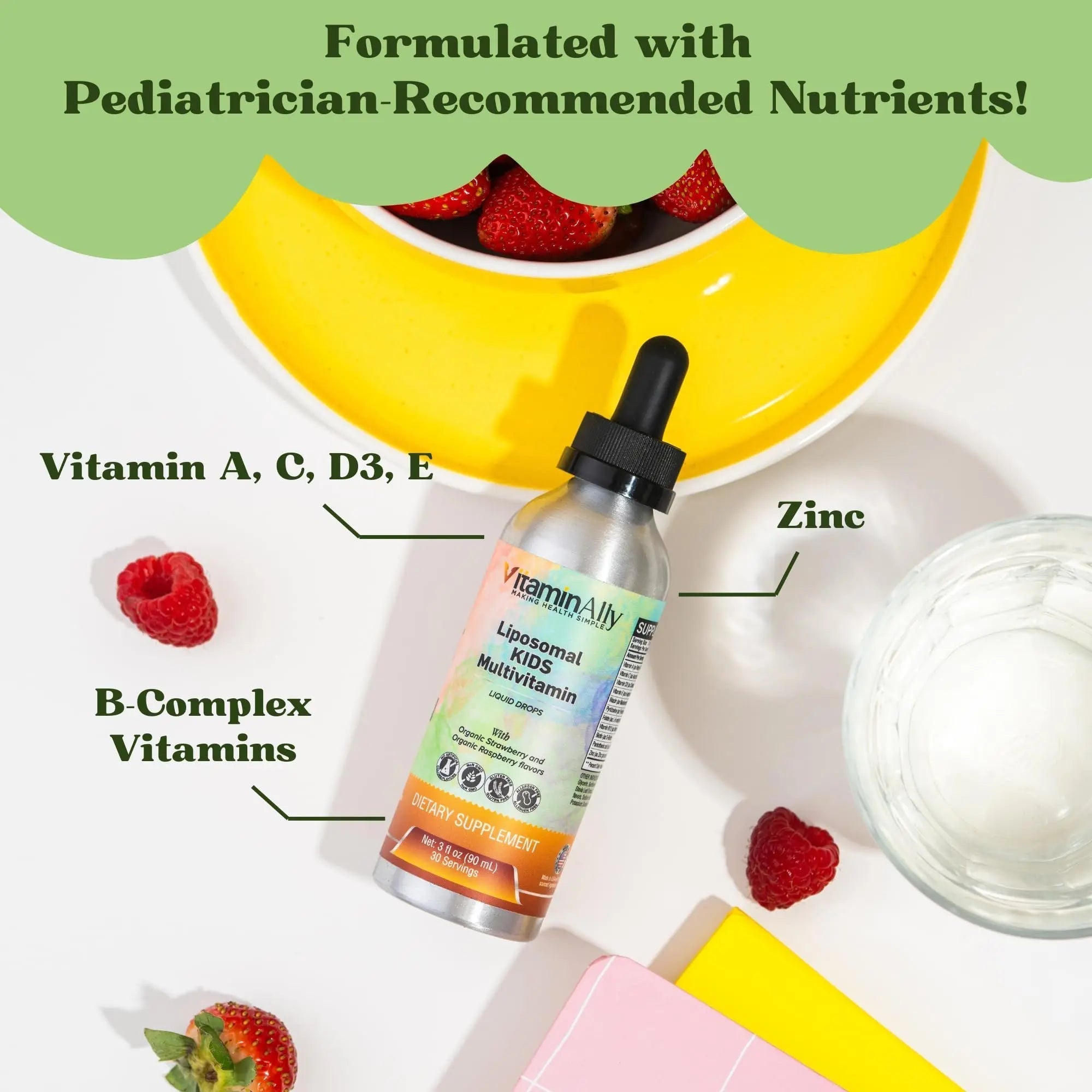 Vitaminally Liposomal Kids Liquid Multivitamin | Non-GMO | Clean | Sugar Free | Gluten Free | Organic Berry Flavors | Vitaminally uk supplements