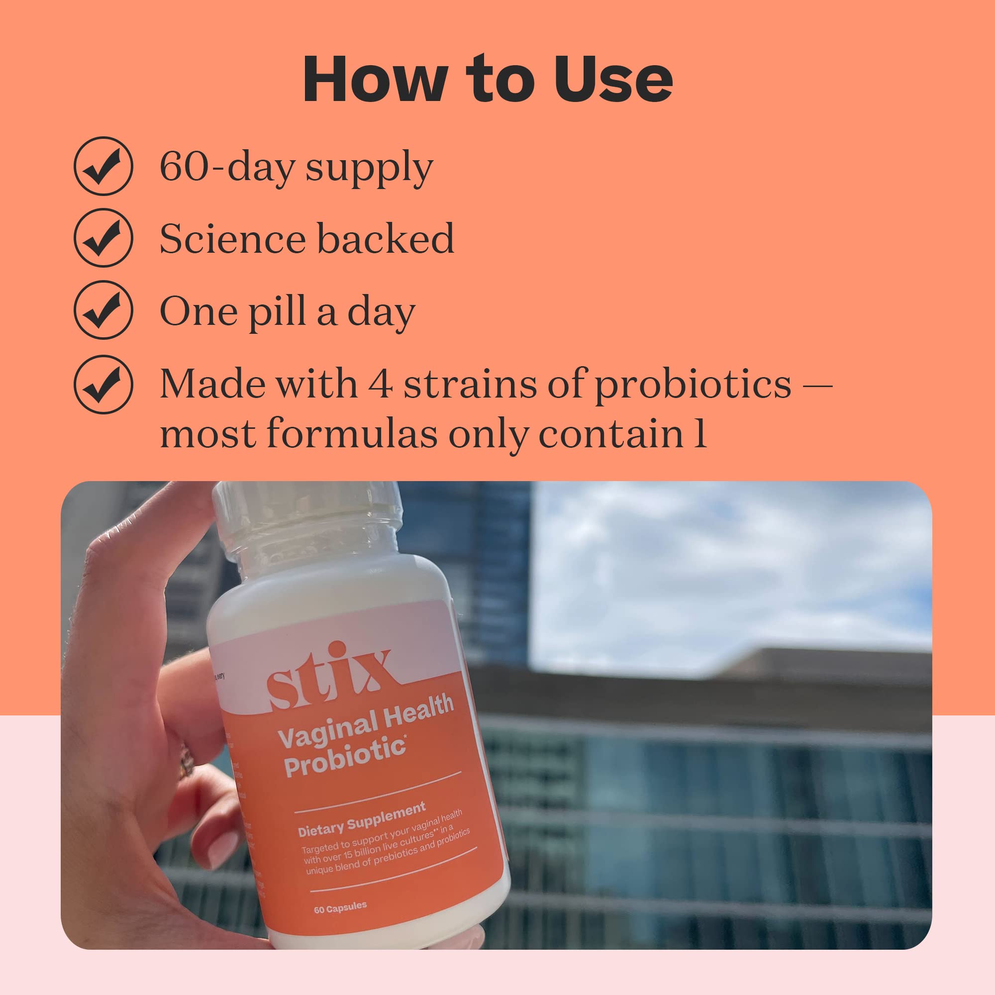 Stix Vaginal Health Probiotic & 3-Day Yeast Infection Treatment - Maintain pH Balance, Vaginal Microbiome Get Stix uk supplements