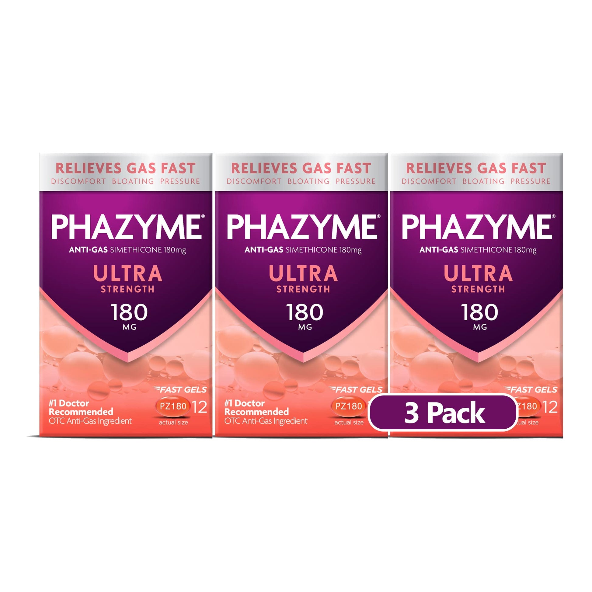 Phazyme Ultra Strength Gas & Bloating Relief, Works in Minutes, 12 Fast Gels, 3 Pack Phazyme uk supplements