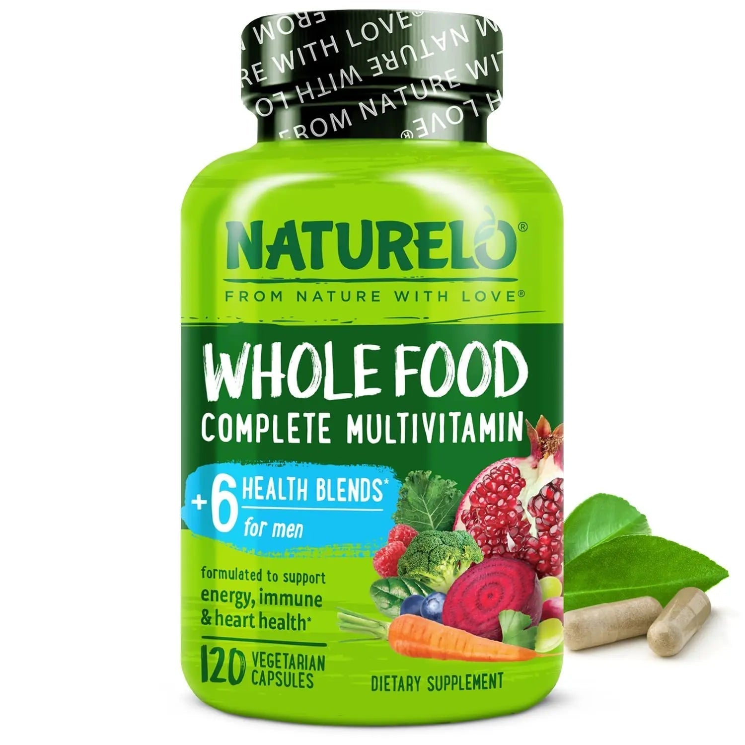NATURELO Mens Multivitamins - Whole Food Multivitamin for Men with Vitamins, Minerals - 120 Vegetarian Capsules for Energy, Brain, Heart, Eye Health* NATURELO uk supplements