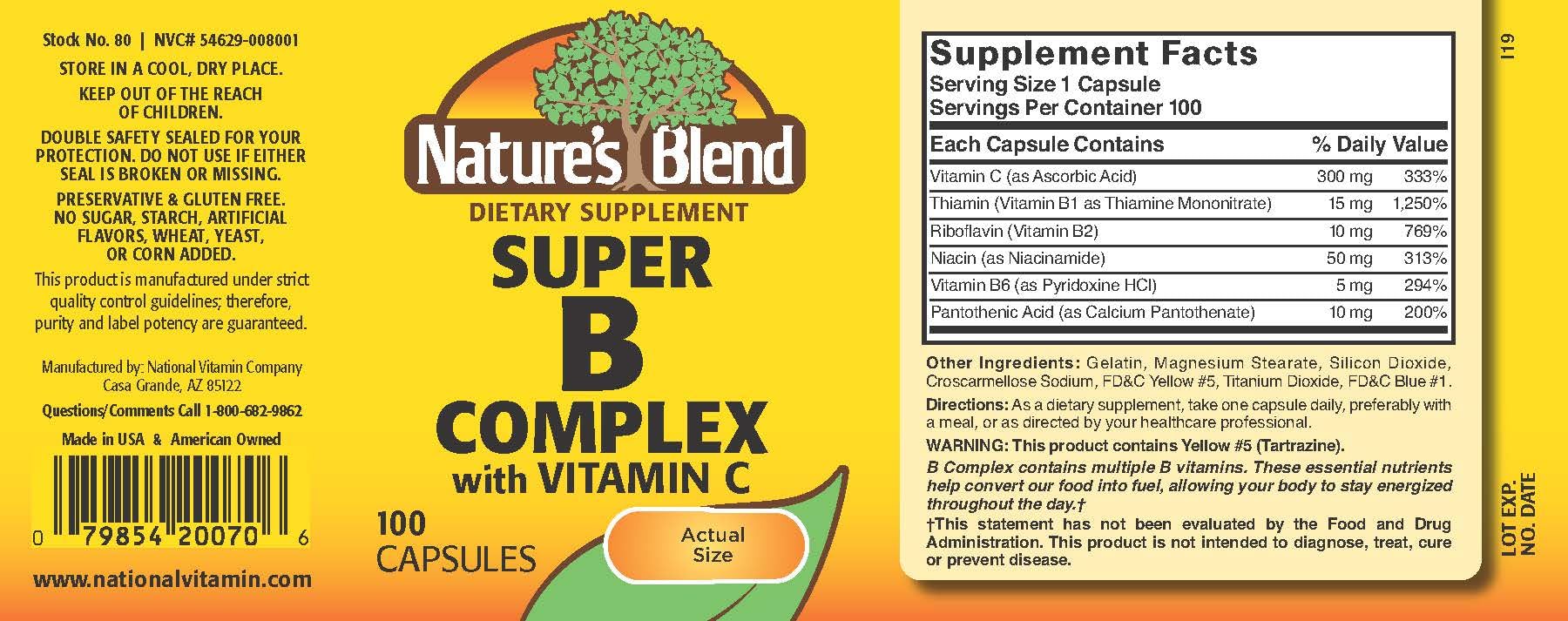 Nature's Blend Super B with C 100 Capsules Nature's Blend uk supplements