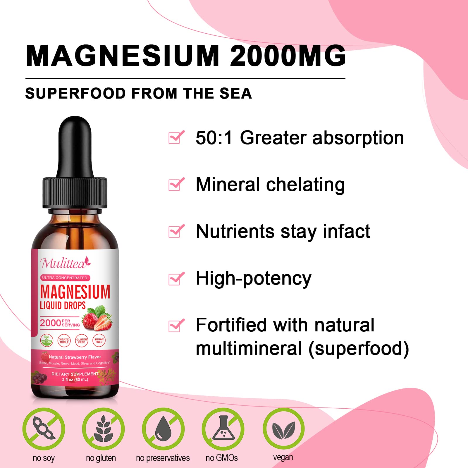 Magnesium Glycinate Liquid, High Potency Magnesium Glycinate, Citrate, Sugar Free Vegan Non-GMO Complex Supplement Promotes Nerv,Relaxation,Muscle,Sleep Support* Mulittea uk supplements