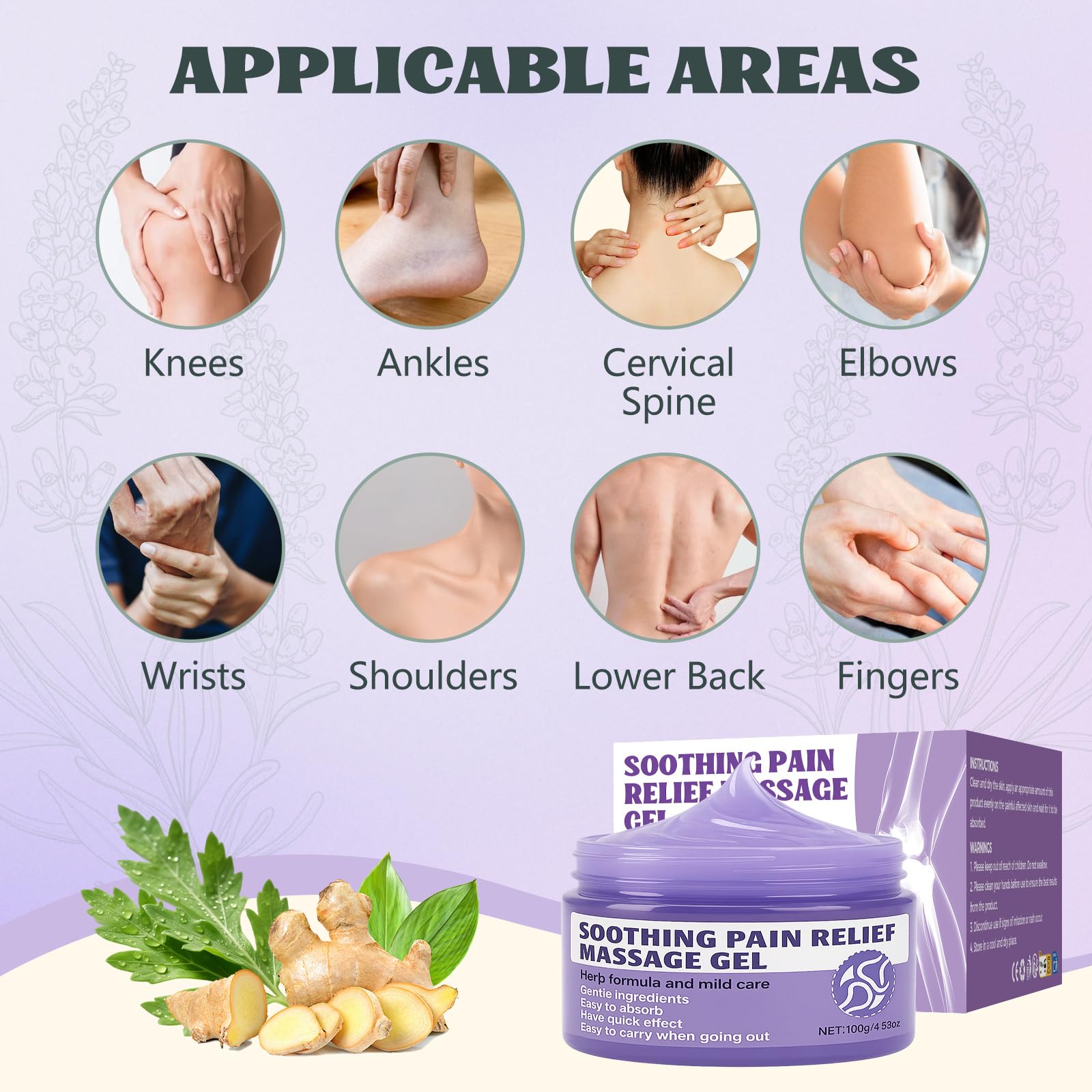 Soothing Massage Gel (100g) - Joint Relief Purple Gel, Natural Ingredients Soothing Relief Cream, Fast-Absorbing Jointgel Cream for Soothing Joint, Shoulder, Knee, Back, Lumbar & Muscle Stiffness Vereclue uk supplements