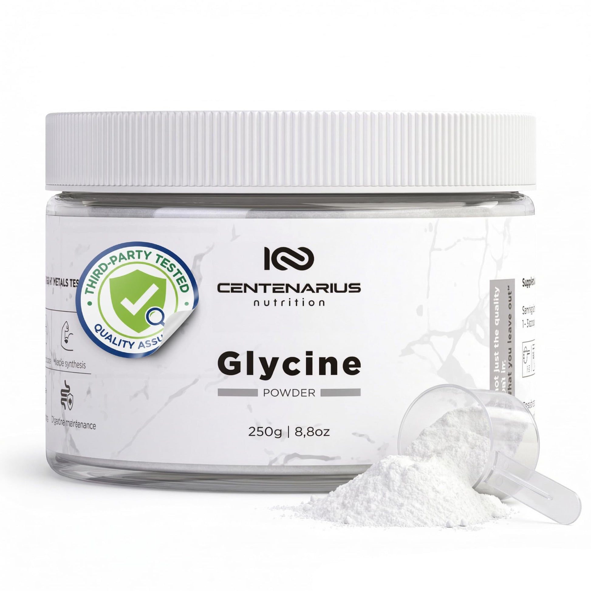 Premium Glycine Powder 250g | Amino Acids Supplement for Post Workout Muscle Recovery, Digestion, Sleep Aid + More - Vegan, Additive-Free Centenarius Nutrition uk supplements