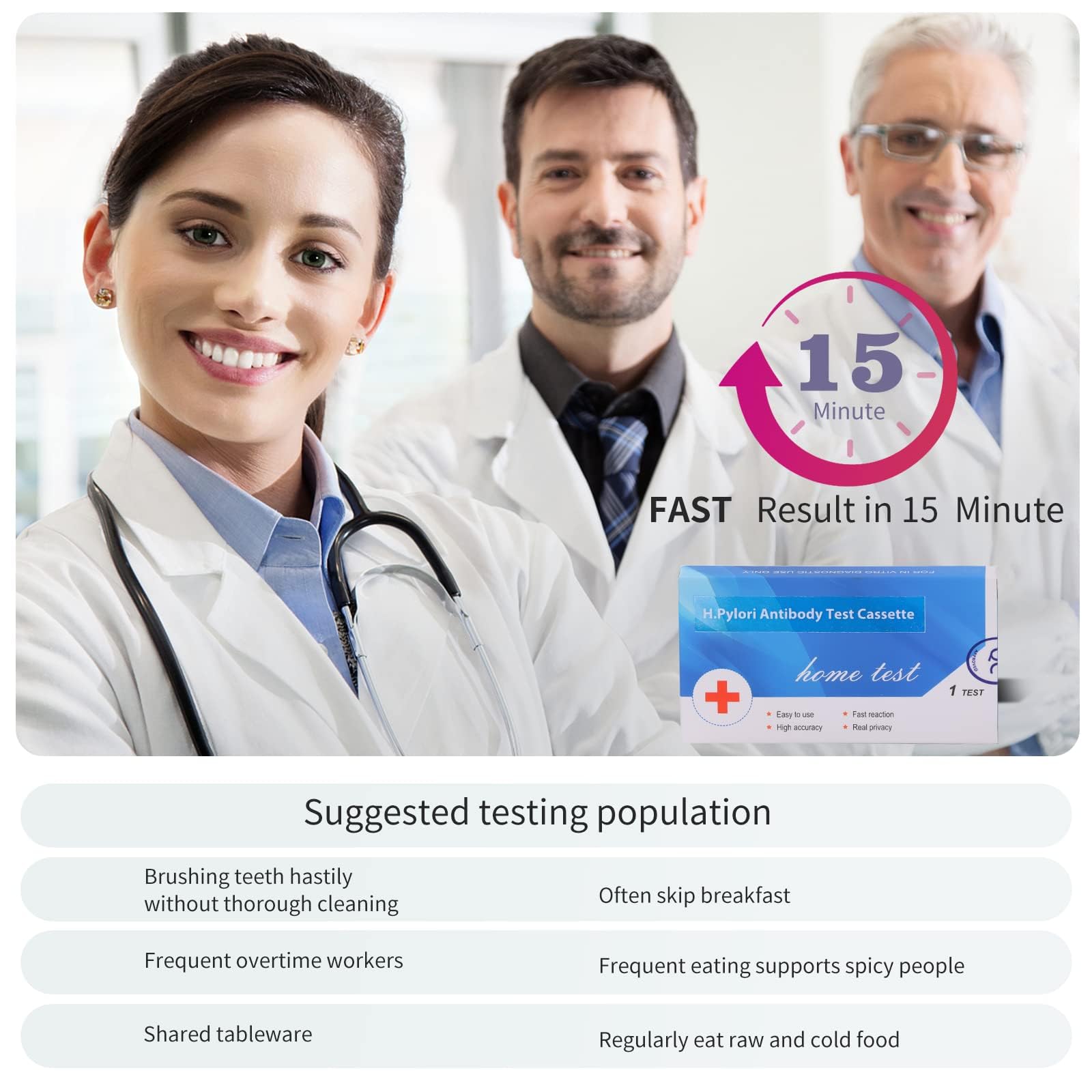 H. Pylori，Helicobacter Pylori Detection 2 Test kit, 10-15 Minutes of Quick Home Testing, The Result is Highly Accurate, Easy to use and Read Evuioas uk supplements