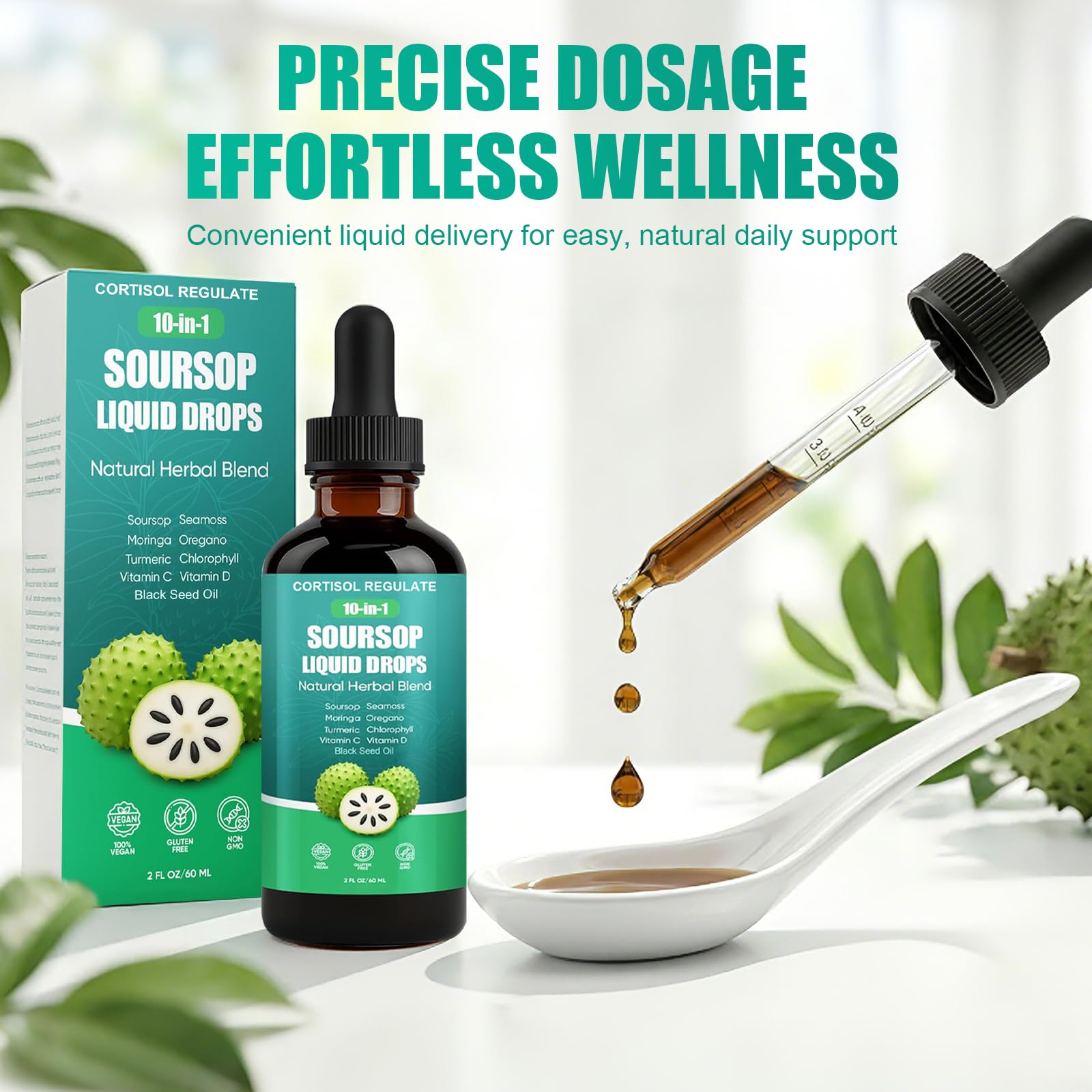 CORTISOL REGULATE Soursop Liquid Drops, 10-in-1 Blend with Sea Moss, Moringa, Turmeric, Black Seed Oil, Oregano, and More, 2 fl oz (1 Pack) CORTISOL REGULATE uk supplements