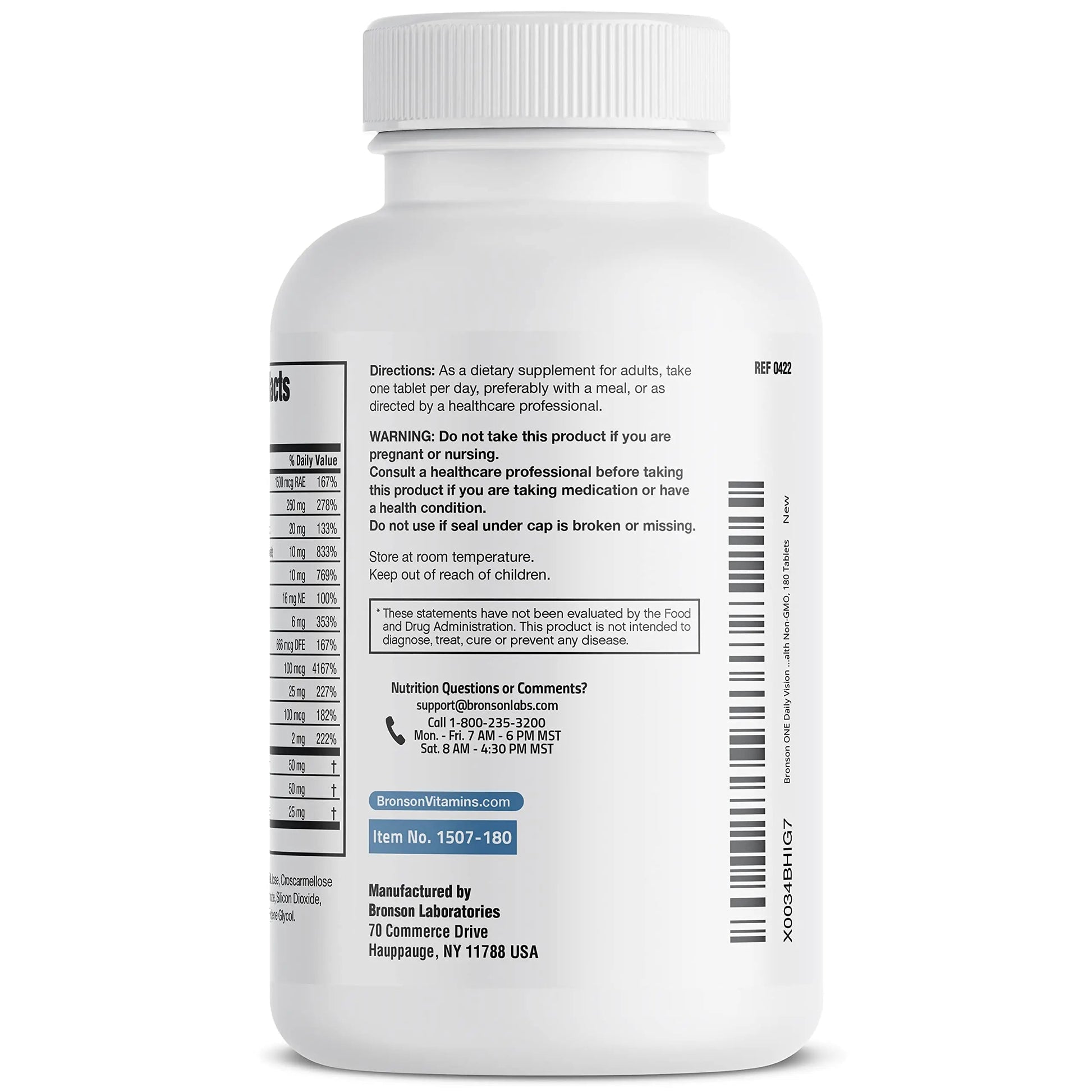Bronson ONE Daily Vision Complete Eye Health Support Multivitamin Multimineral Supplement Formula, 180 Tablets Bronson uk supplements