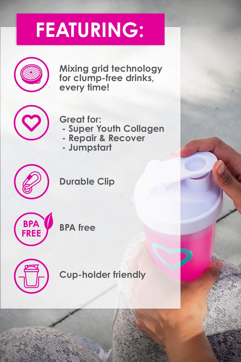 SkinnyFit Super Shaker Bottle 20oz. BPA free with Mixing Grid Technology, Leak Proof SkinnyFit uk supplements