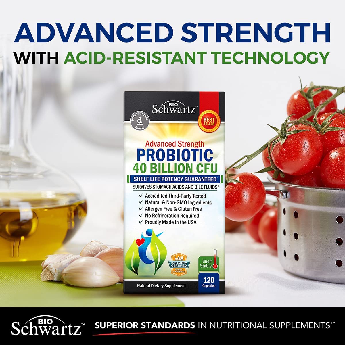 Daily Probiotic Supplement 40 Billion CFU - Gut Health Complex with Astragalus BioSchwartz uk supplements
