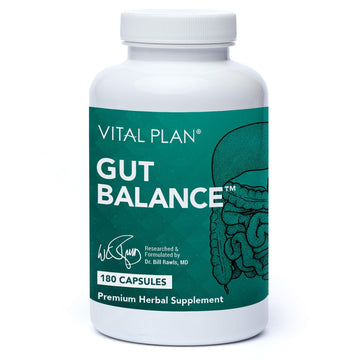 Vital Plan Gut Balance Supplement by Dr. Bill Rawls - Advanced Digestive Health Support Formula w/Clinical-Grade Slippery Elm Bark, Berberine & Dandelion Extract for Women & Men (180 Capsules) Vital Plan uk supplements
