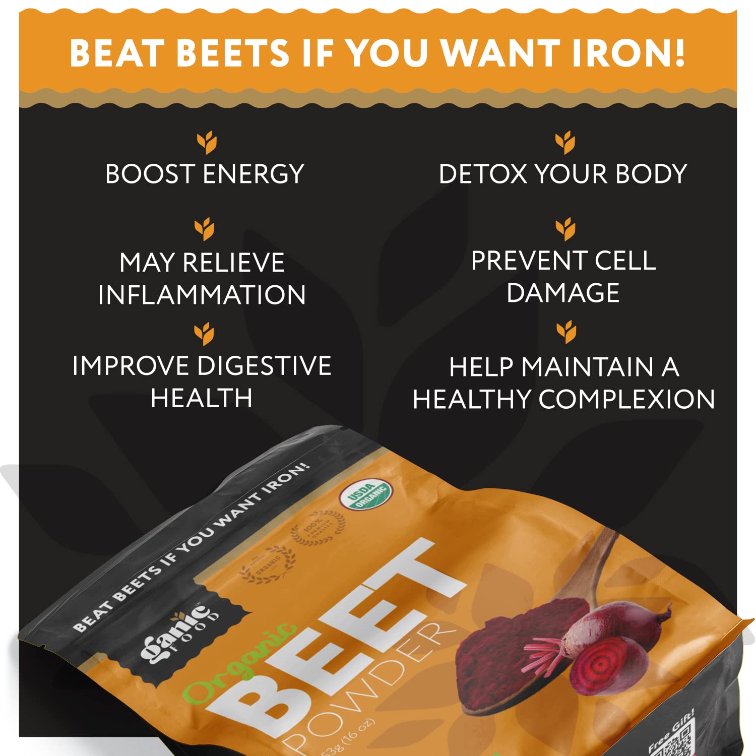 Ganic Food Organic Beetroot Powder, 16 Ounces Ganic Food uk supplements