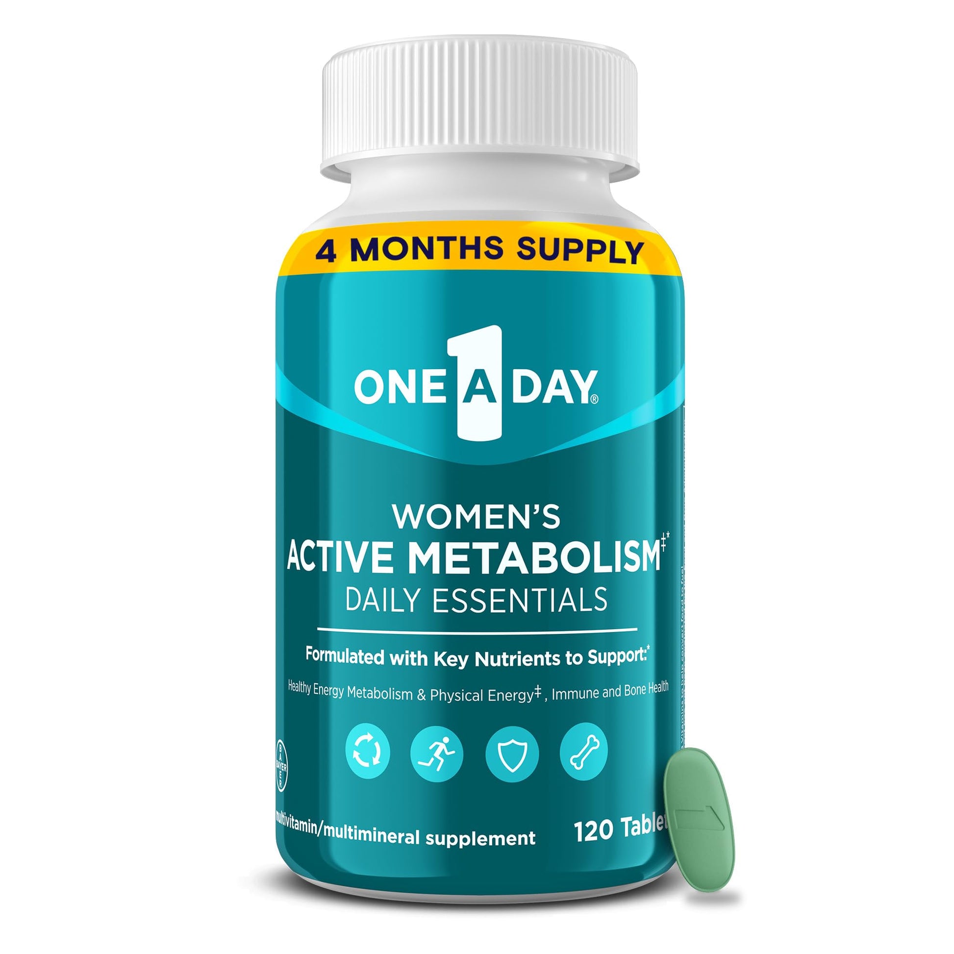 One A Day Women's Active Metabolism Daily Essential, Multivitamin for Women, Metabolism Support, Vitamins for Women with All 8 B-Vitamins, Vitamin D, Magnesium & More,120 Count ONE A DAY uk supplements