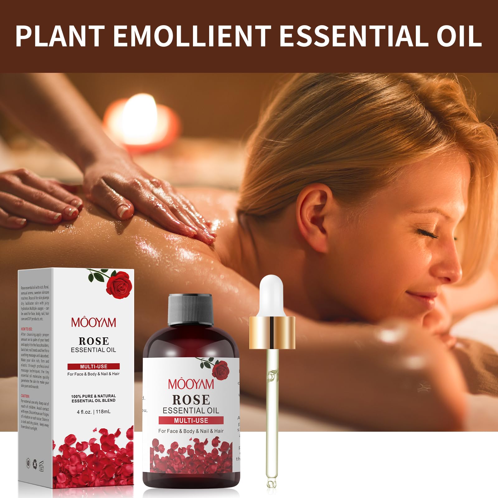 Rose Essential Oil Pure Rose Oil for Face 4OZ/118ML Organic Essential Oils for Diffuser Home Bedroom YAFUSIPE uk supplements