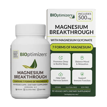 BIOptimizers Magnesium Breakthrough Supplement with 500mg - 7 Forms of Magnesium: Glycinate, Malate, Citrate, and More - Natural Support for Sleep and Cognitive Function -90 Capsules- Calming Vitamins BIOptimizers uk supplements