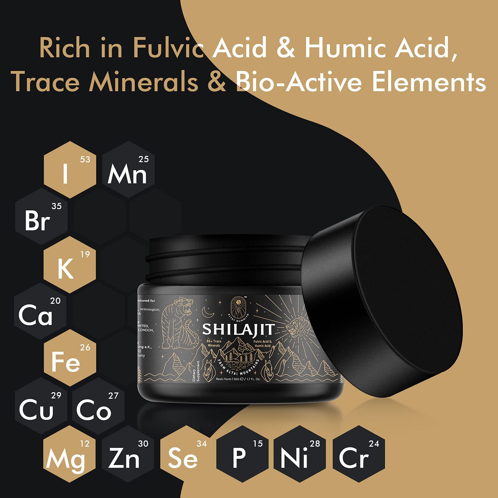 Shilajit Resin with Fulvic Acid & Trace Minerals, Original Siberian Pure Shilajit with 85+ Humic ALTAY MUMMIYO uk supplements