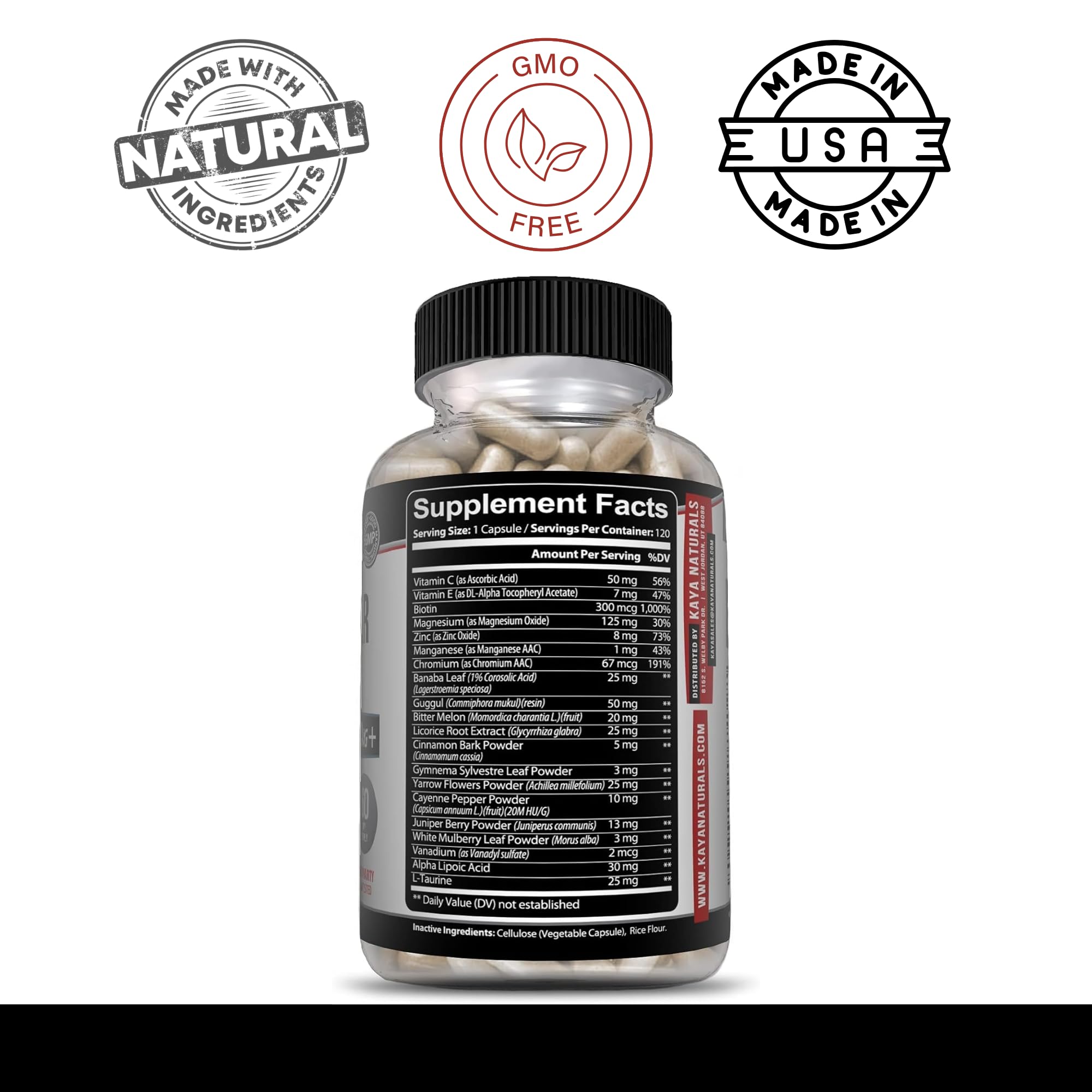Kaya Naturals Healthy Gluco with Bittermelon Supplement | Support Healthy Levels and Function, 20 Herbs Vitamins and Minerals, Alpha Lipoic Acide, Cinnamon, Vitamin C & E, Non-GMO (120 Count) Kaya Naturals uk supplements