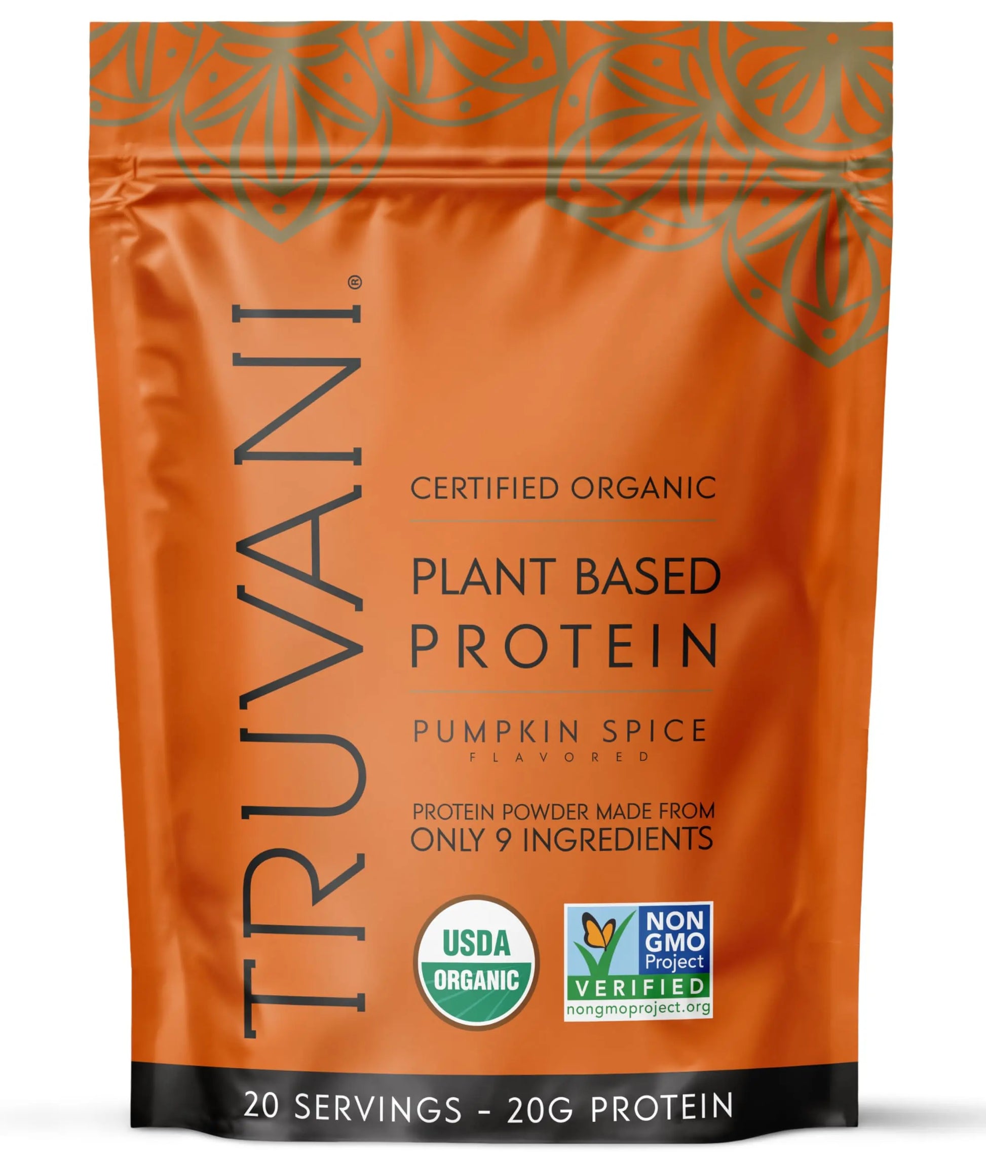 Truvani Vegan Pea Protein Powder | Pumpkin Spice | 20g Organic Plant Based Protein | 20 Servings | Keto | Gluten & Dairy Free Truvani uk supplements