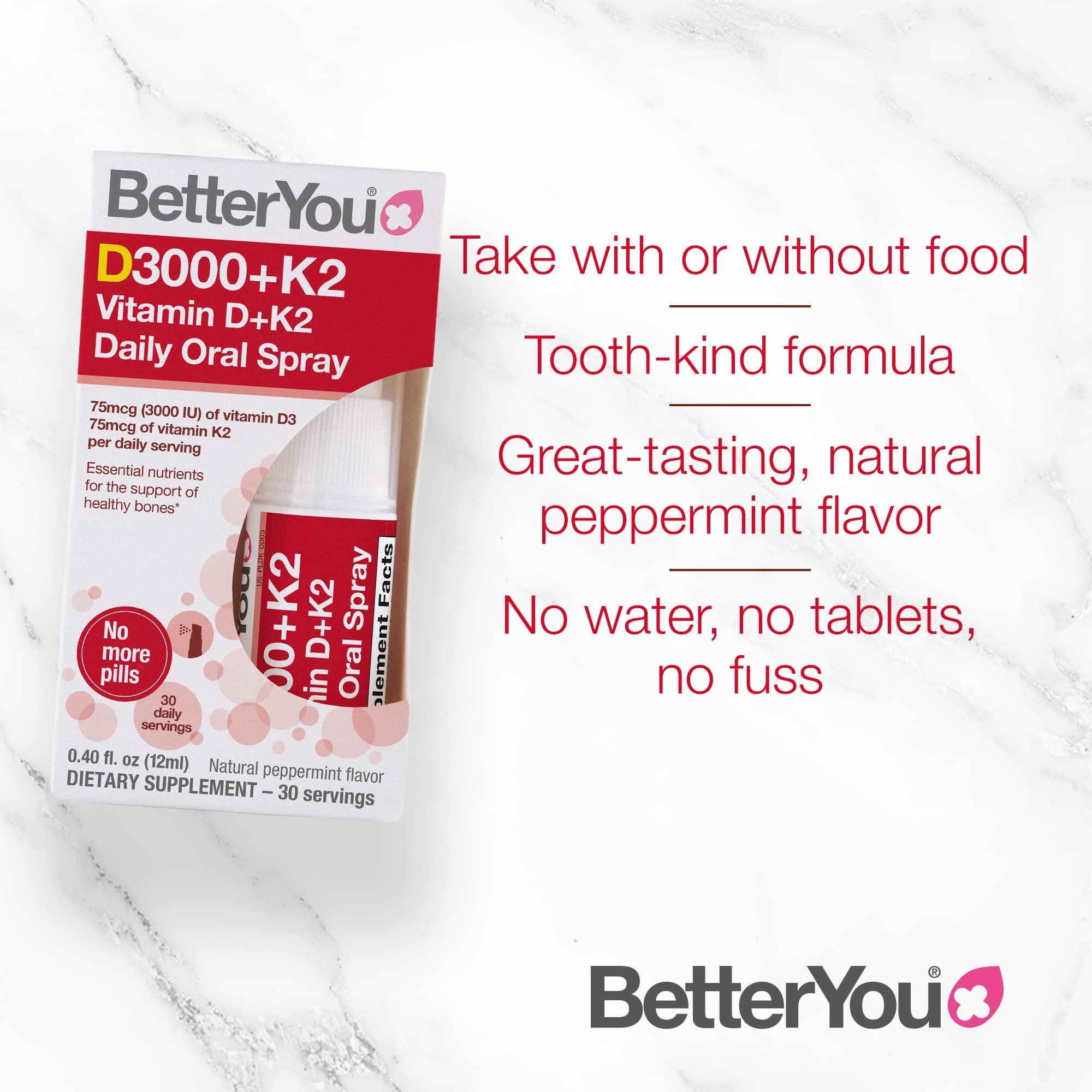 BetterYou D3000 + Vitamin D + K2 Spray 12ml BetterYou uk supplements